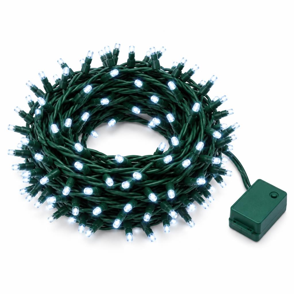 Cordão de Natal com 100 Leds 8F 220V Branco