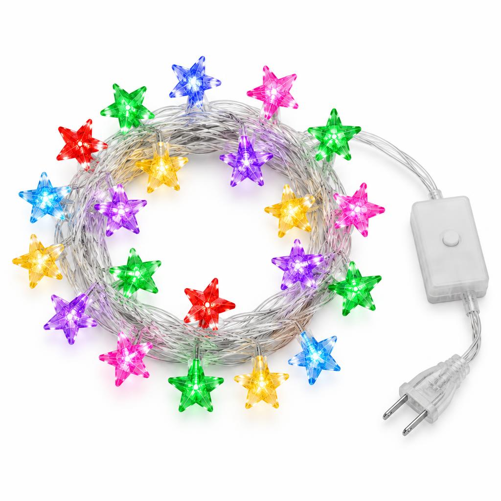 Cordão de Luz Pisca-Pisca Estrela Bivolt Fio Cristal 20 Leds